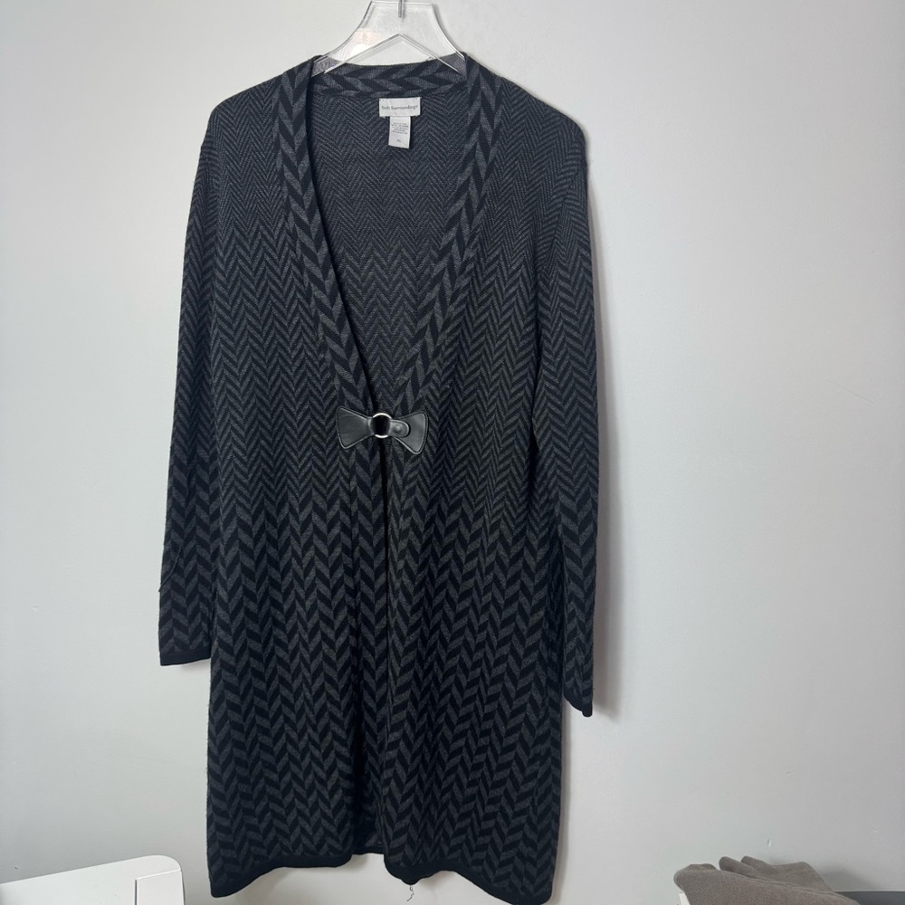 Soft Surroundings Dark Chevron Cardigan